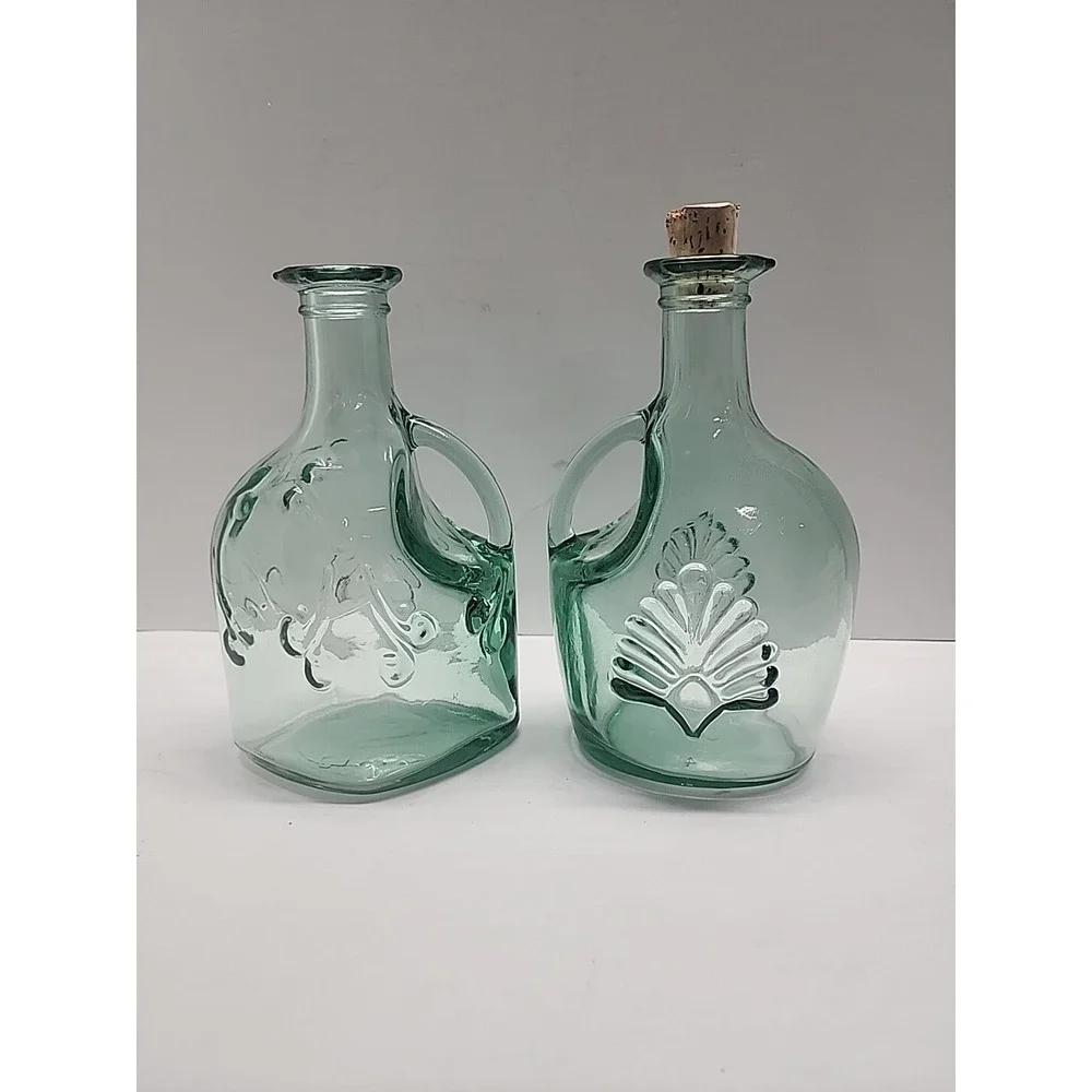 Green Glass‎ Oil & Vinegar Set-Vintage Canadian & Beautifully Designed!